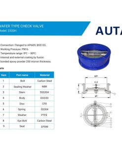 Cấu tạo van 1 chiều cánh bướm auta